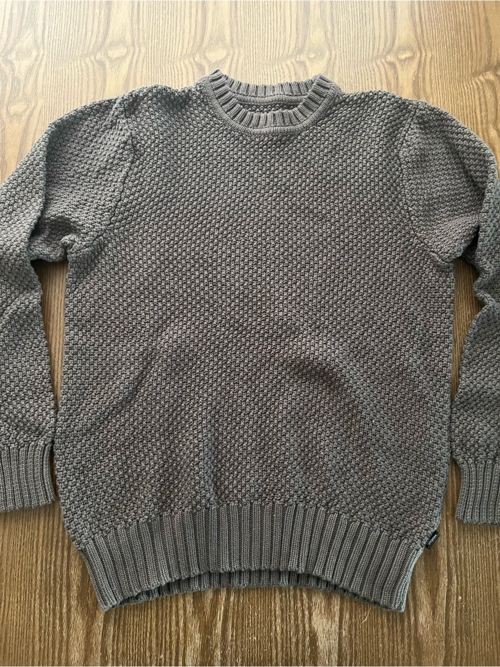 Brixton Gray Textured Crewneck Sweater Mens Large